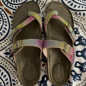 Rainbow rhinestone sandals!